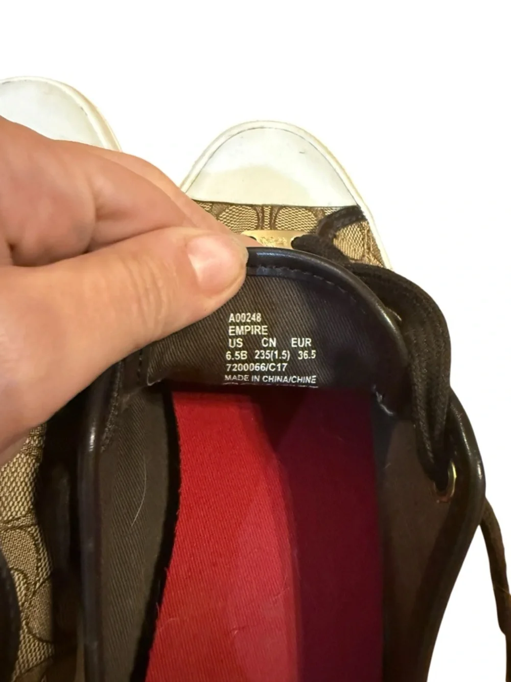 Coach Brown Monogram Low-Top Sneakers with Red Insole